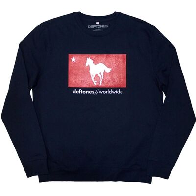 Deftones marinblå hoodie med stjärn- och ponnymotiv - Hoodie Deftones marinblå hoodie med stjärn- och ponnymotiv - Hoodie