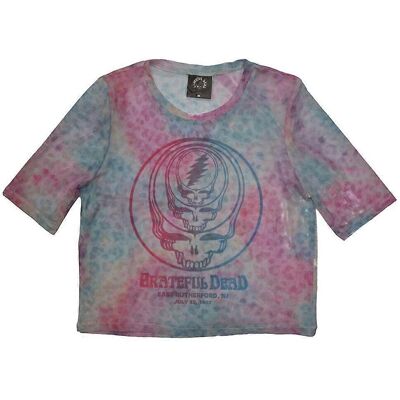 Grateful Dead Ljusblå mesh crop top med koncentriska skallar - Crop Top Grateful Dead Ljusblå mesh crop top med koncentriska skallar - Crop Top