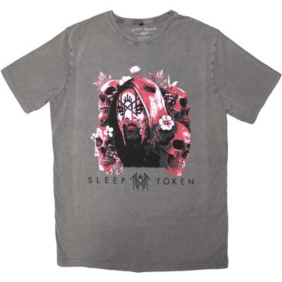 Sleep Token Skulls And Flowers Stone Wash T-Shirt Grå XL Sleep Token Skulls And Flowers Stone Wash T-Shirt Grå XL