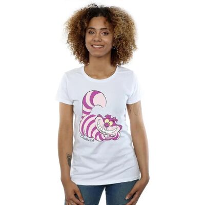 Białe dopasowane t-shirt Disney z Kotem z Cheshire - Alicja w Krainie Czarów Białe dopasowane t-shirt Disney z Kotem z Cheshire - Alicja w Krainie Czarów