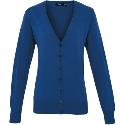 Premier Womens Long Sleeve V-Neck Knitted Cardigan - Royal - Size 22 UK Premier Womens Long Sleeve V-Neck Knitted Cardigan - Royal - Size 22 UK