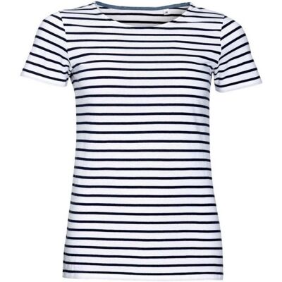 SOL'S Miles Striped Cotton T-Shirt - Short Sleeve for Women SOL'S Miles Striped Cotton T-Shirt - Short Sleeve for Women