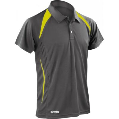 Spiro Mens Grey/Lime Performance Polo Shirt - Polo Shirt Spiro Mens Grey/Lime Performance Polo Shirt - Polo Shirt