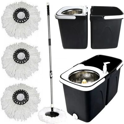 Gr8 Home Black Space Saving Dual Spin Dry Mop - Dry Mop Gr8 Home Black Space Saving Dual Spin Dry Mop - Dry Mop