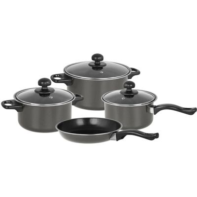 Gr8 Home - Dove Grey - 7 Pcs - Non Stick - Cookware Set Gr8 Home - Dove Grey - 7 Pcs - Non Stick - Cookware Set