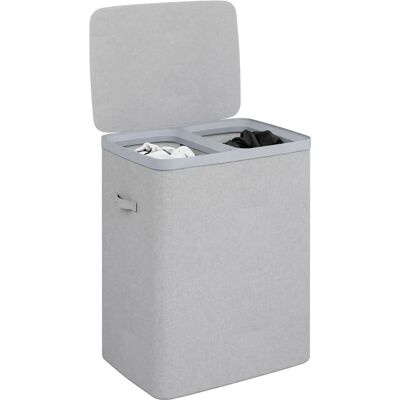 Gr8 Home Grey Double Laundry Seperation Hamper Bin Large Clothes Washing Basket - Laundry Basket Gr8 Home Grey Double Laundry Seperation Hamper Bin Large Clothes Washing Basket - Laundry Basket