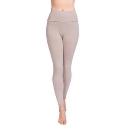 FUTURO FASHION Beige Cotton Leggings - High Waist Tummy Control Yoga FUTURO FASHION Beige Cotton Leggings - High Waist Tummy Control Yoga