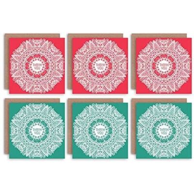 Artery8 Green Red Mandala Greeting Cards Set - Unisex Artery8 Green Red Mandala Greeting Cards Set - Unisex