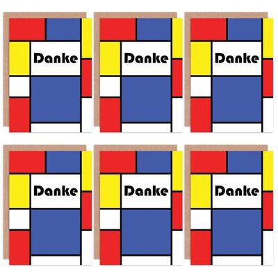 Artery8 - Danke Mondrian Style - Pack of 6 - Greeting Cards Artery8 - Danke Mondrian Style - Pack of 6 - Greeting Cards