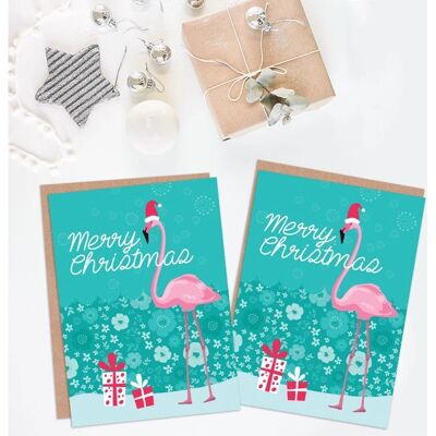 Artery8 - Flamingo Merry Christmas Set - Blue - Pack of 6 - Greeting cards Artery8 - Flamingo Merry Christmas Set - Blue - Pack of 6 - Greeting cards