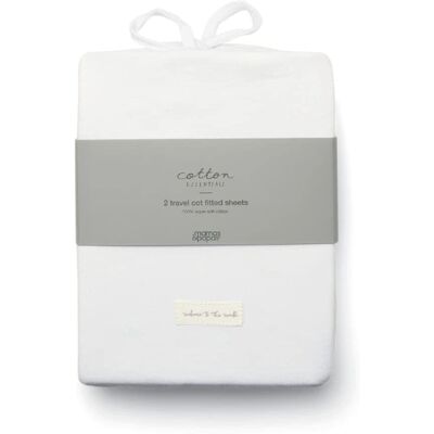 Mamas & Papas Travel Cot Fitted Sheets - White Mamas & Papas Travel Cot Fitted Sheets - White