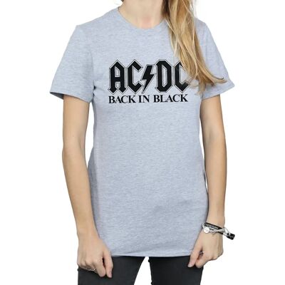 AC/DC Back in Black Logo Baumwoll Boyfriend T-Shirt - T-Shirt AC/DC Back in Black Logo Baumwoll Boyfriend T-Shirt - T-Shirt