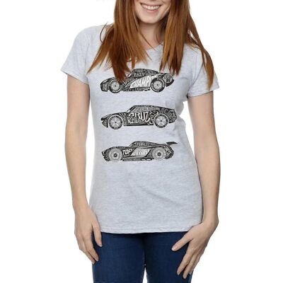 Disney Damen Cars Text Racer T-Shirt - Grau - T-Shirt Disney Damen Cars Text Racer T-Shirt - Grau - T-Shirt