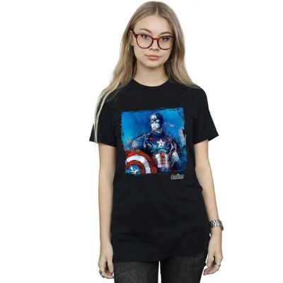 Marvel Kobiety Captain America Sztuka Boyfriend Fit T-Shirt - Czarny Marvel Kobiety Captain America Sztuka Boyfriend Fit T-Shirt - Czarny