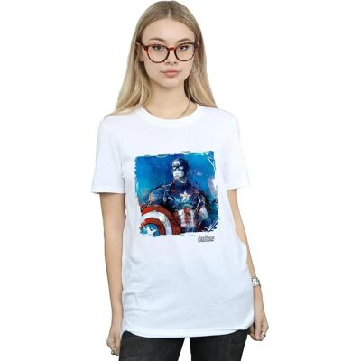 Marvel Kobieta Captain America Sztuka Boyfriend Fit T-Shirt Biały Mały - T-Shirt Marvel Kobieta Captain America Sztuka Boyfriend Fit T-Shirt Biały Mały - T-Shirt