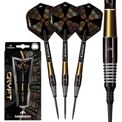 Darts Mission Crypt M2 Tungsten - Noir & Or - 21g - Publicité Darts Mission Crypt M2 Tungsten - Noir & Or - 21g - Publicité