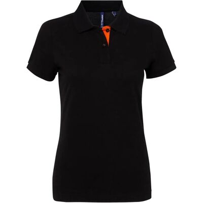 Dames korte mouw contrast polo - Multicolor katoen - XL Dames korte mouw contrast polo - Multicolor katoen - XL