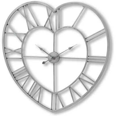 Hill Interiors Metal Frame Heart Clock - Heart-Shaped Silver Clock - Clock Hill Interiors Metal Frame Heart Clock - Heart-Shaped Silver Clock - Clock