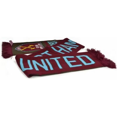 West Ham United FC West Ham FC Official Football Jacquard Nero Design Scarf - Football Fan Accessory West Ham United FC West Ham FC Official Football Jacquard Nero Design Scarf - Football Fan Accessory