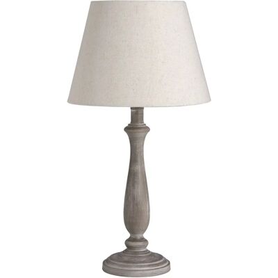 Hill Interiors Teos Table Lamp - Round, Wood & Linen Hill Interiors Teos Table Lamp - Round, Wood & Linen