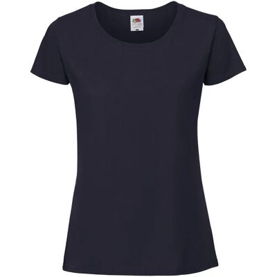 Fruit Of The Loom Tief Marine Damen Passform Ringspun Premium T-Shirt - T-Shirt Fruit Of The Loom Tief Marine Damen Passform Ringspun Premium T-Shirt - T-Shirt