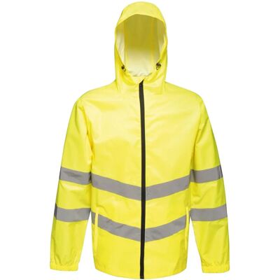 Regatta Professional Lightweight Mens Green Black Hi Vis Waterproof Reflective Packaway Work Jacket - Work Jacket Regatta Professional Lightweight Mens Green Black Hi Vis Waterproof Reflective Packaway Work Jacket - Work Jacket