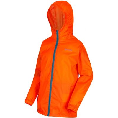 Regatta Kids Blaze Orange Lightweight Waterproof Jacket - Pack It III Regatta Kids Blaze Orange Lightweight Waterproof Jacket - Pack It III