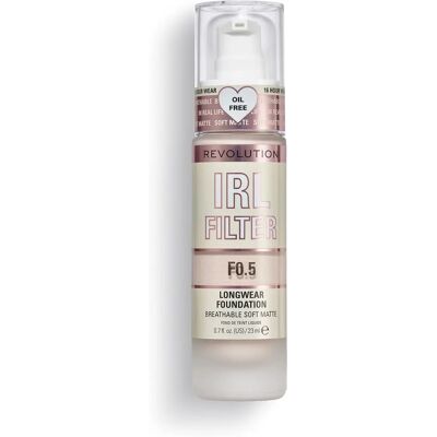 Makeup Revolution F0.5 Fond de teint longue tenue - Mat doux, 23ml Makeup Revolution F0.5 Fond de teint longue tenue - Mat doux, 23ml