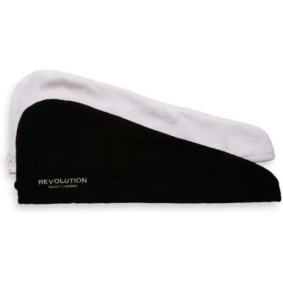 Revolution Haircare Microfibre Hair Wraps - Black/White 2 pcs Revolution Haircare Microfibre Hair Wraps - Black/White 2 pcs