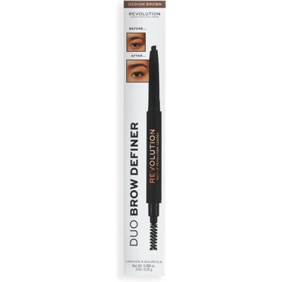 Makeup Revolution Duo Brow Definer - Augenbrauenstift, Mittelbraun Makeup Revolution Duo Brow Definer - Augenbrauenstift, Mittelbraun