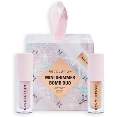 Makeup Revolution Mini Shimmer Bomb Duo Lipgloss Sæt - Pink & Guld Makeup Revolution Mini Shimmer Bomb Duo Lipgloss Sæt - Pink & Guld