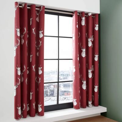 Catherine Lansfield Munro Tissu Cerf Rouge Rideaux - Rideau Catherine Lansfield Munro Tissu Cerf Rouge Rideaux - Rideau