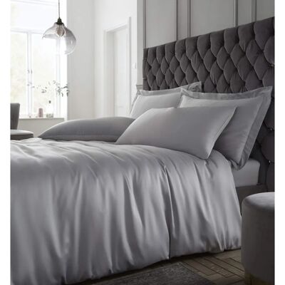 Catherine Lansfield Silky Soft Satin Duvet Cover - Bedding Set - Silver Grey Catherine Lansfield Silky Soft Satin Duvet Cover - Bedding Set - Silver Grey