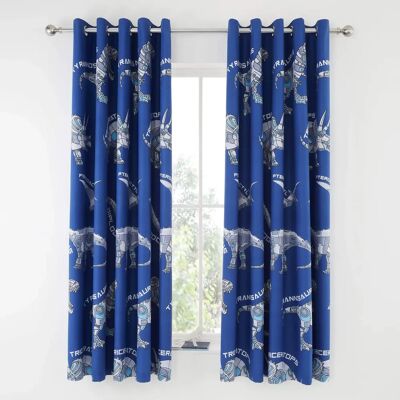 Catherine Lansfield - Dinobot Blackout Eyelet - Blue - Curtains Catherine Lansfield - Dinobot Blackout Eyelet - Blue - Curtains
