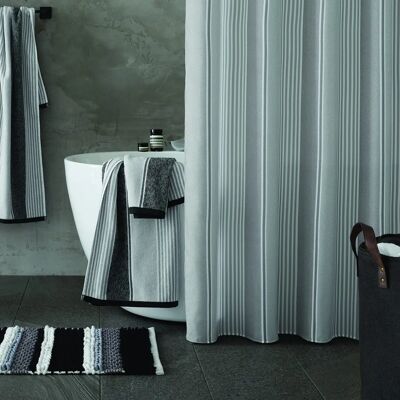 Catherine Lansfield Silver Textured Stripe Shower Curtain - Unisex Catherine Lansfield Silver Textured Stripe Shower Curtain - Unisex