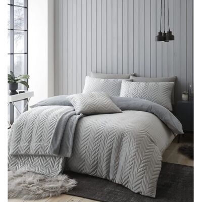 Housse de duvet en velours Zig Zag Super Doux Catherine Lansfield - Housse de duvet Housse de duvet en velours Zig Zag Super Doux Catherine Lansfield - Housse de duvet