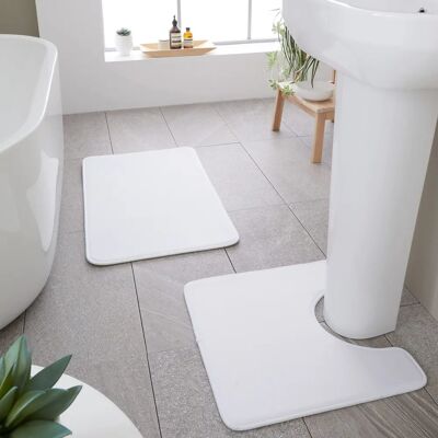 Catherine Lansfield Memory Foam Bath Mat Set - White - Bath, Pedestal, 2 Piece Catherine Lansfield Memory Foam Bath Mat Set - White - Bath, Pedestal, 2 Piece