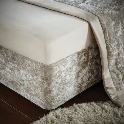 Catherine Lansfield Crushed Velvet Divan Base Wrap Natural - Divan Base Catherine Lansfield Crushed Velvet Divan Base Wrap Natural - Divan Base