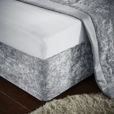 Catherine Lansfield Silver Crushed Velvet Divan Base Wrap - Divan Base Wrap Catherine Lansfield Silver Crushed Velvet Divan Base Wrap - Divan Base Wrap