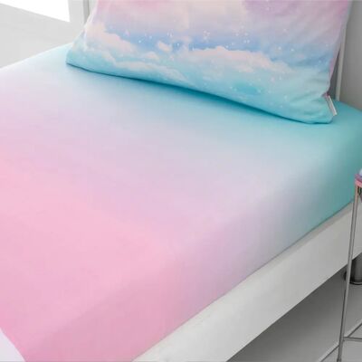 Drap-housse Catherine Lansfield Nuages arc-en-ciel dégradés rose - Literie Drap-housse Catherine Lansfield Nuages arc-en-ciel dégradés rose - Literie