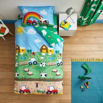Catherine Lansfield Farmyard Animals Blue Single Duvet Cover Set - Bedding Set Catherine Lansfield Farmyard Animals Blue Single Duvet Cover Set - Bedding Set
