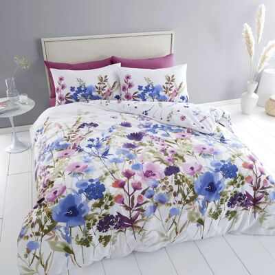 Ensemble de Couette Floral Campagne Catherine Lansfield Rose/Bleu - Parure de Literie Ensemble de Couette Floral Campagne Catherine Lansfield Rose/Bleu - Parure de Literie