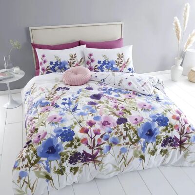 Catherine Lansfield Countryside Floral Pink Blue - Duvet Cover Bedding Set Catherine Lansfield Countryside Floral Pink Blue - Duvet Cover Bedding Set