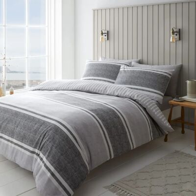 Catherine Lansfield Charcoal Reversible Duvet Cover Set Catherine Lansfield Charcoal Reversible Duvet Cover Set