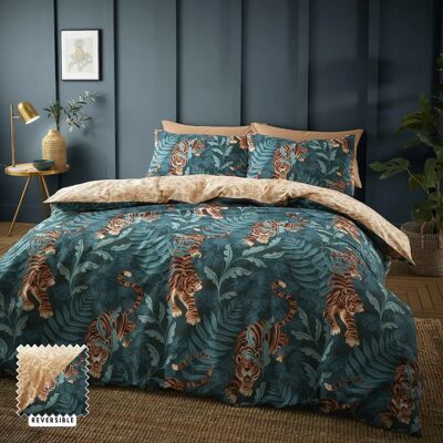 Set di federa reversibile Catherine Lansfield Tropic Tiger Leaf verde Set di federa reversibile Catherine Lansfield Tropic Tiger Leaf verde
