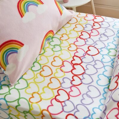 Catherine Lansfield Rainbow Hearts Fleece - Fitted Sheet Catherine Lansfield Rainbow Hearts Fleece - Fitted Sheet