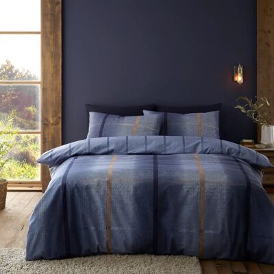 Catherine Lansfield Blue Brushed Cotton Melrose Tweed Check Reversible Duvet Cover Set Catherine Lansfield Blue Brushed Cotton Melrose Tweed Check Reversible Duvet Cover Set