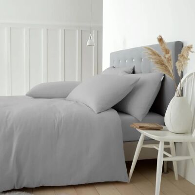 Catherine Lansfield Grey Brushed Cotton Duvet Cover Set - Bedding Catherine Lansfield Grey Brushed Cotton Duvet Cover Set - Bedding