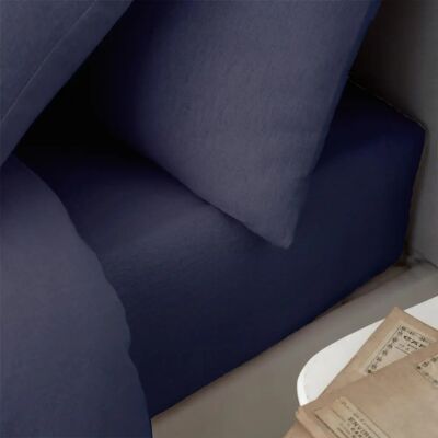 Catherine Lansfield Navy Brushed Cotton Fitted Sheet - Bed Linen Catherine Lansfield Navy Brushed Cotton Fitted Sheet - Bed Linen