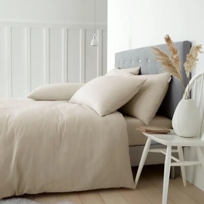 Catherine Lansfield Cream Brushed Cotton Duvet Cover - Bedding Set Catherine Lansfield Cream Brushed Cotton Duvet Cover - Bedding Set